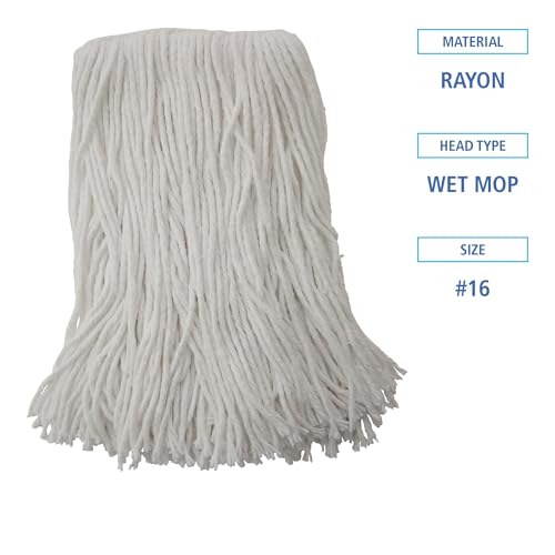 Boardwalk BWK2016R 16 Cut-End Standard Head Rayon Fiber Mop Head - White 12Carton