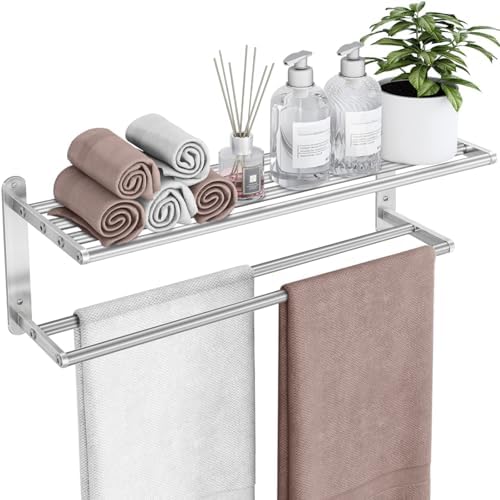 VOTZAAQ 24in Wall-Mounted Stainless Steel Towel Rack with Double Towel Bar
