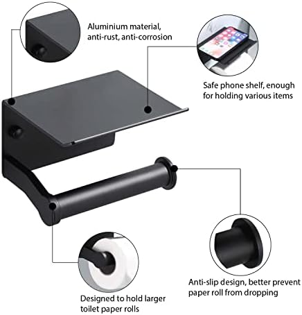 Homely Trove - SmartHome Toilet Paper Holder with Phone Shelf Durable Aluminum Roll Dispenser