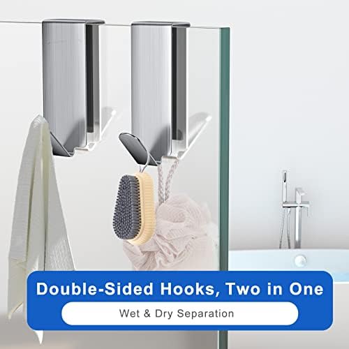 FUMAX Double-Sided Shower Door Hooks - Durable and Available in 2 Pieces