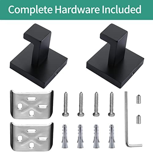 Taucent Bath Towel Hook 2 Pack Matte Black