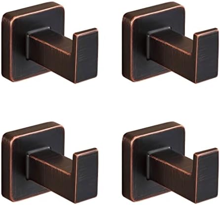 FORBATH Bronze Towel Hooks 4 Pack Square Robe Hook Wall Mount