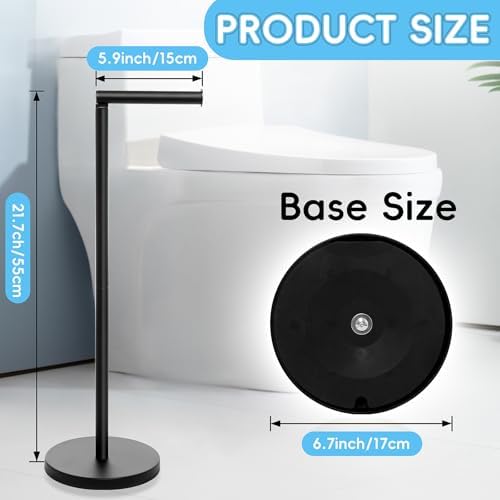 HABYMOKE Freestanding Toilet Paper Holder Stand - Matte Black
