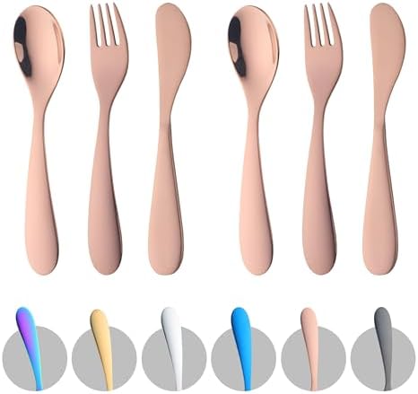 QRU 6-Piece Toddler Silverware Set Rose Gold