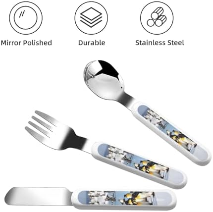 Happy Penguin Print Utensils Set with Travel Case