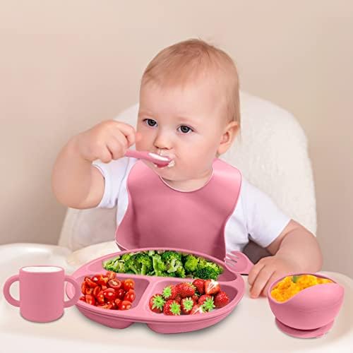Adjustable Silicone Baby Feeding Set BPA-free Suction Cups for Toddler Weaning