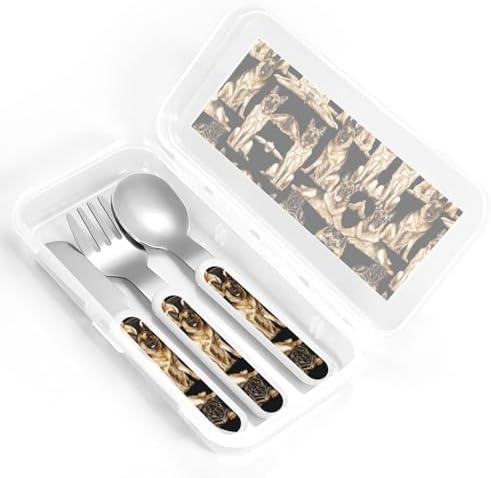 German Shepherd Dog Print Stainless Steel Flatware Set Including Travel Case