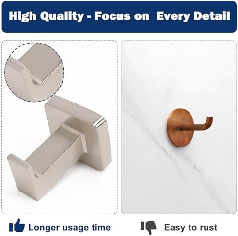 Premium Rustproof Bath Towel Hooks for Home Use
