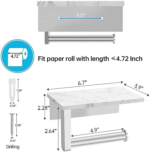Toilet Paper Holder with Marble Shelf - Durable Stylish
