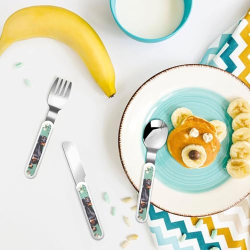 Dachshund Florals Print Stainless Steel Cutlery Set with Travel Case