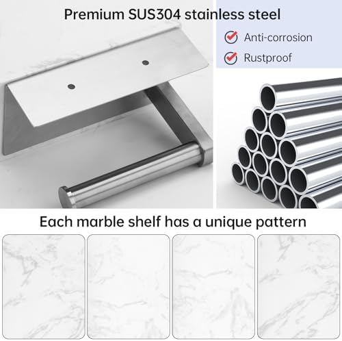 Toilet Paper Holder with Marble Shelf - Durable Stylish