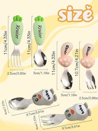 Personalized Toddler Utensils Set Stainless Steel BPA-Free Flatware for Self-Feeding
