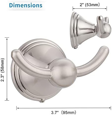 FILTA Brushed Nickel Towel Robe Hooks - Wall-Mounted