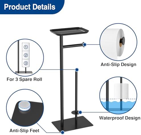 Niffgaff Toilet Paper Holder with Top Shelf Storage