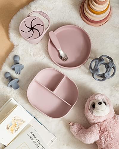 Maison Rue Harley Utensils Baby Silicone Fork and Spoon Set Rose