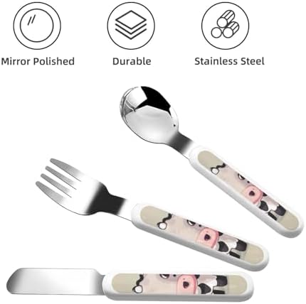 White Cow Print Stainless Steel Utensils Set with Travel Case