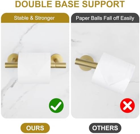 Brushed Gold Toilet Paper Holder Stainless Steel Double Base Bathroom Accessory