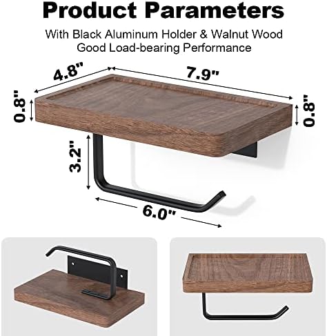 IURRDOP Toilet Paper Holder with Walnut Shelf