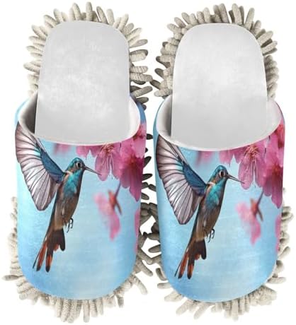 Cozy White Peach Blossom Mop Slippers for Easy Maintenance and Comfort
