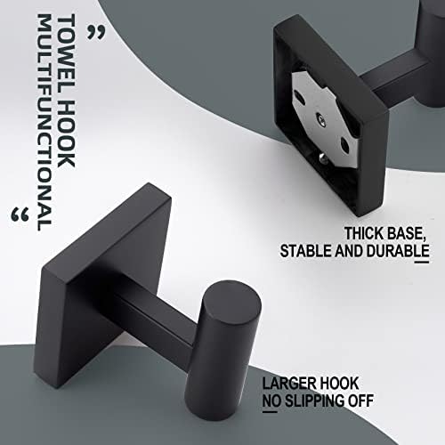 KOKOSIRI Robe Hook 2 Pack Matte Black Stainless Steel