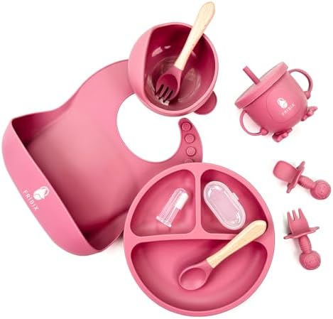9PC Silicone Baby Feeding Set with Suction Bowl Plate