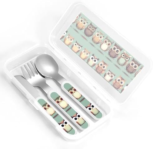 Elegant Cartoon Owls Travel Utensil Set