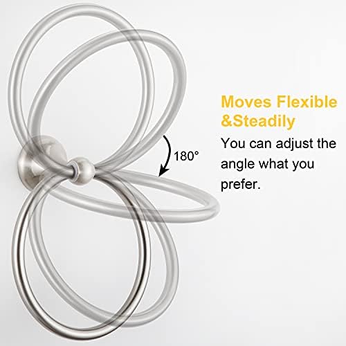 Bathroom Towel Ring Set Brushed Nickel Durable Wall Mount for 2