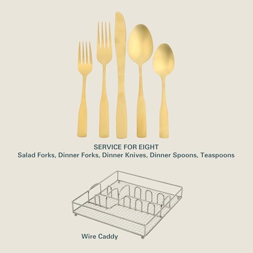 Gibson Home Abbesville Gold Flatware Set for 8