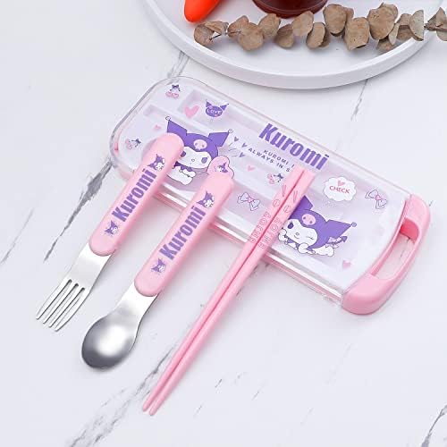 Kawaii Kitty Print Portable Flatware Set for Travel Picnic