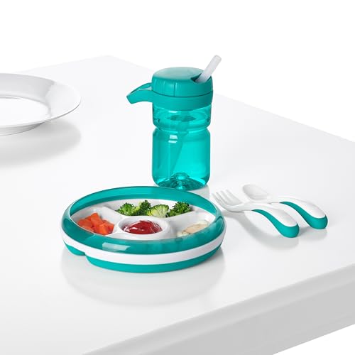 OXO Tot Plastic Fork Spoon Multipack - Teal 4 Piece Set
