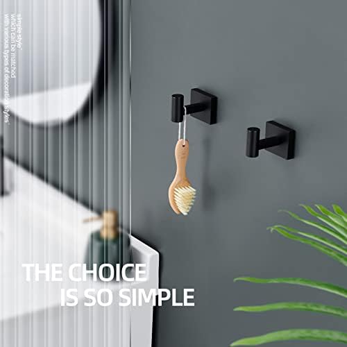 KOKOSIRI Robe Hook 2 Pack Matte Black Stainless Steel