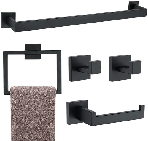 5-Piece Bathroom Hardware Set Matte Black