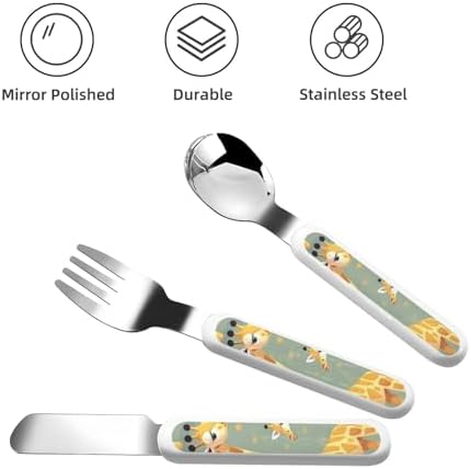 Cute Giraffe Kids Flatware Set with Carry Case