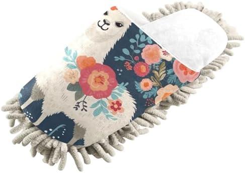 RunningBear White Alpaca Mop Slippers for Home Office Cleaning