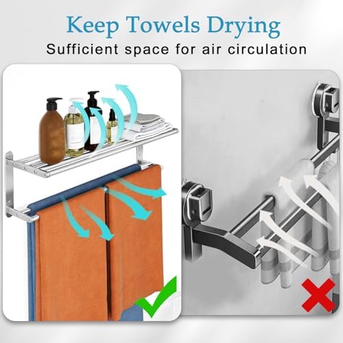 VOTZAAQ 24in Wall-Mounted Stainless Steel Towel Rack with Double Towel Bar