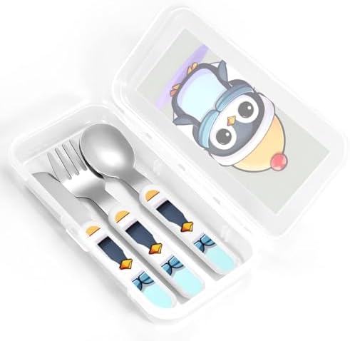 Cute Penguin Print Flatware Set with Travel Case