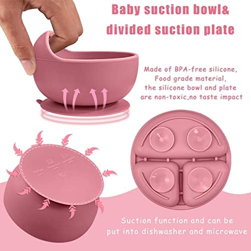 Adjustable Silicone Baby Feeding Set BPA-free Suction Cups for Toddler Weaning