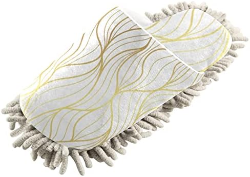 Luxury Soft Microfiber Cleaning Slippers with Gold Leaf Design