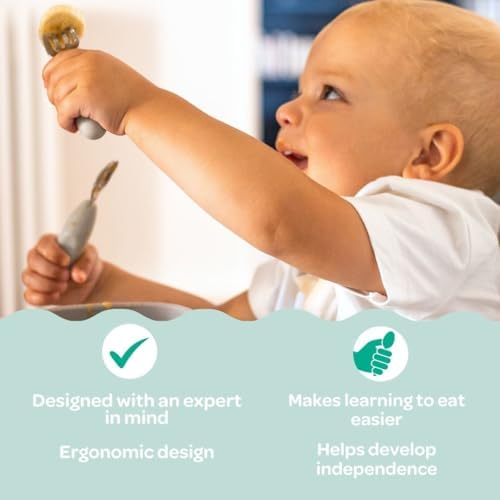 Set of 2 Stainless Steel Baby Cutlery Sage Design