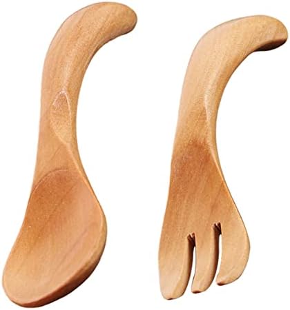 2-Piece Adorable Wooden Fork Spoon Set for Toddlers