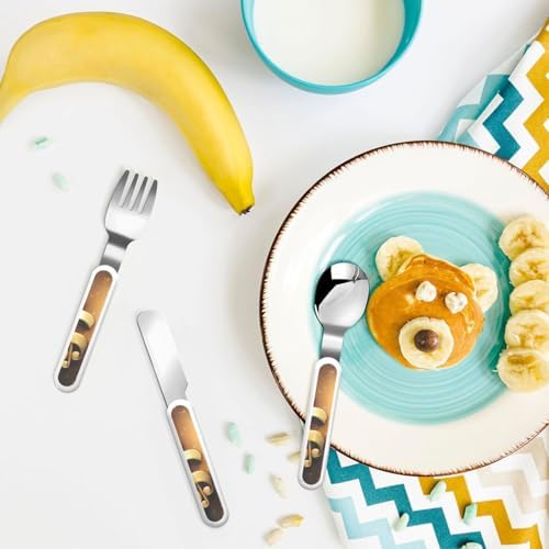 Gold Musical Note with Fallen Shiny Star Print Flatware Set with Travel Case