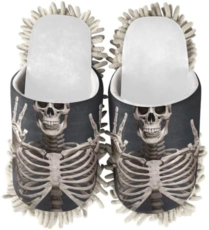 White Black Skeleton Mop Slippers for Clean Kitchens