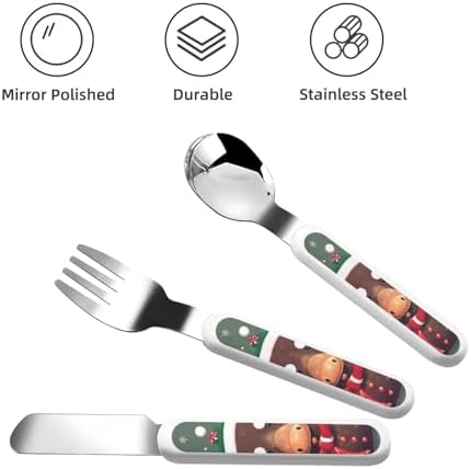 Funny Christmas Moose Head Print Utensils Set with Travel Case