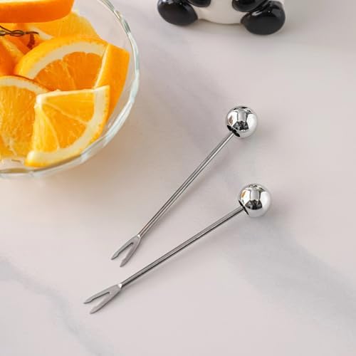 6 Stainless Steel Fruit Forks Panda Holder Set of 6