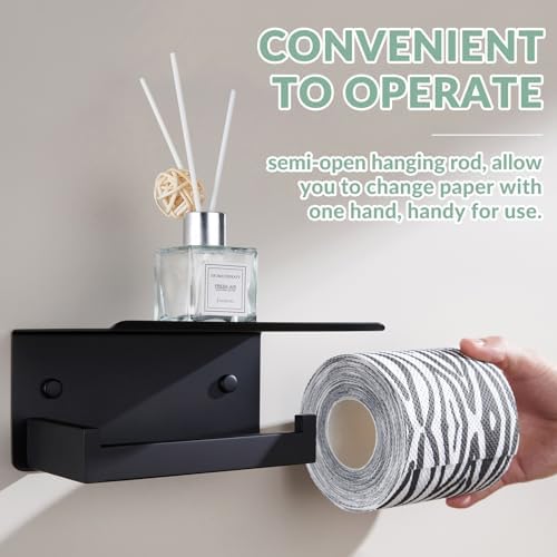 APLusee - Wall-Mounted Toilet Paper Loader Storage - Matte Black Rust-Resistant
