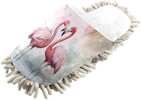 RunningBear White Flower Flamingo Summer Mop Slippers