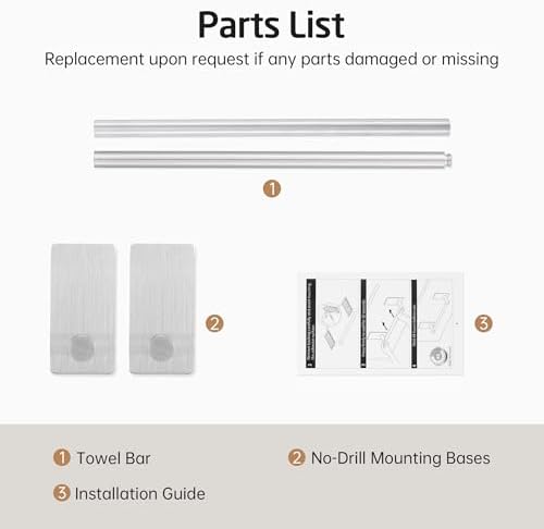 KES Self-Adhesive Towel Bar Stainless Steel No Drill Installation