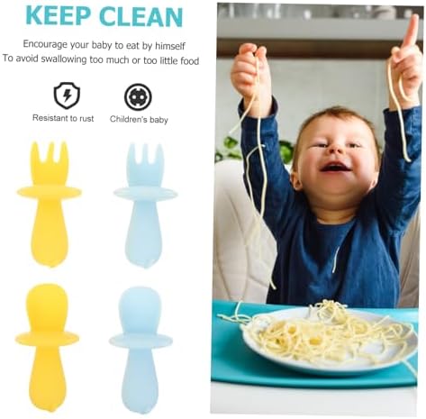 Hemoton EasiFit Chocolate Soft Forks Spoons Set for Babies