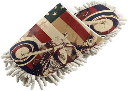 FLildon Microfiber Mop Slippers with American Flag Design