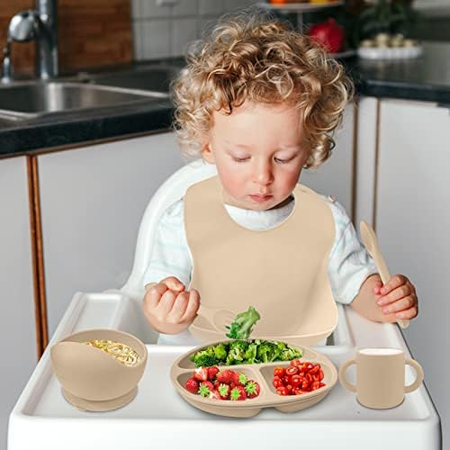 Adjustable Silicone Baby Feeding Set BPA-free Suction Cups for Toddler Weaning